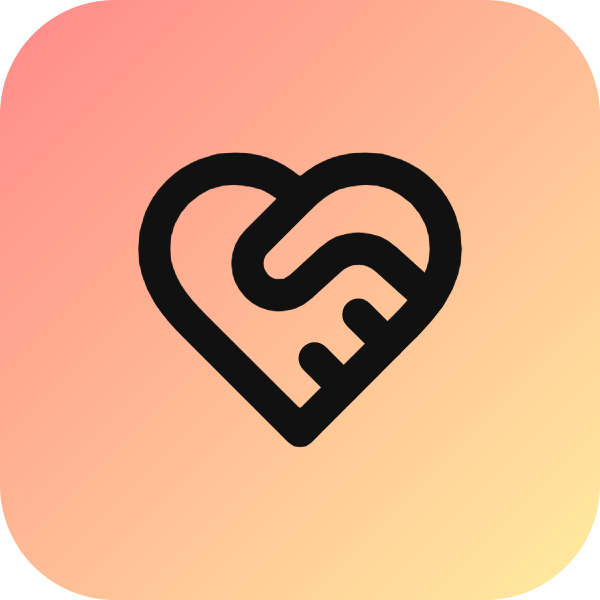 Heart Handshake icon for Mobile App logo
